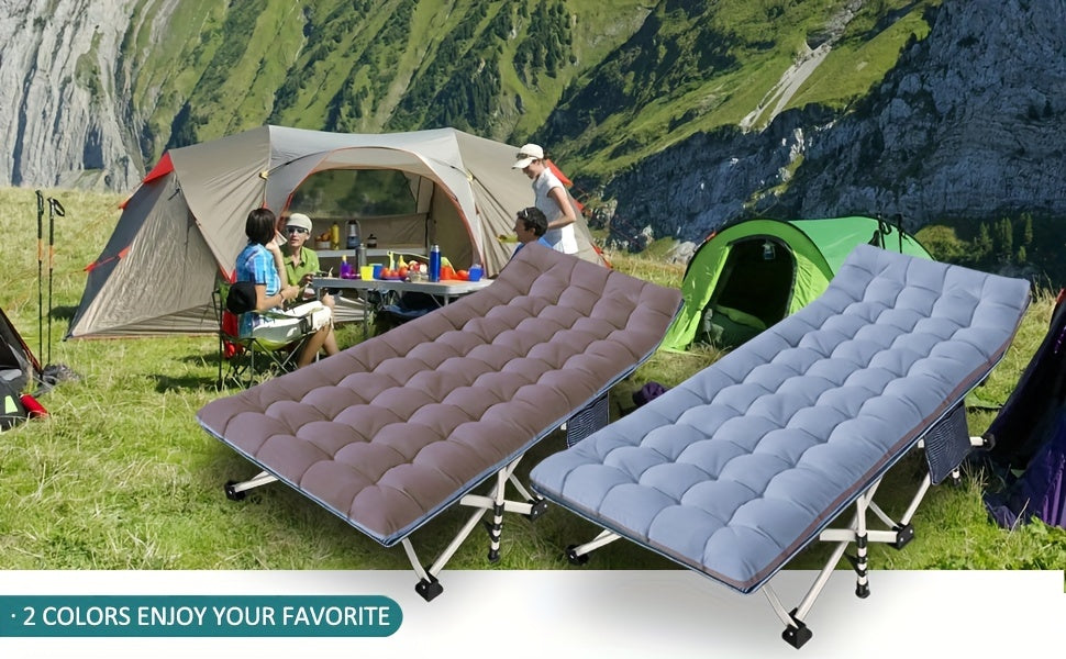 XXL 32-Inch Wide Camping Cot with Mattress – 1200D Oxford Heavy-Duty Folding Sleeping Cot with Carry Bag for Adults, Extra Wide Portable Outdoor Bed for Camping, Hiking, Travel & Guest Use