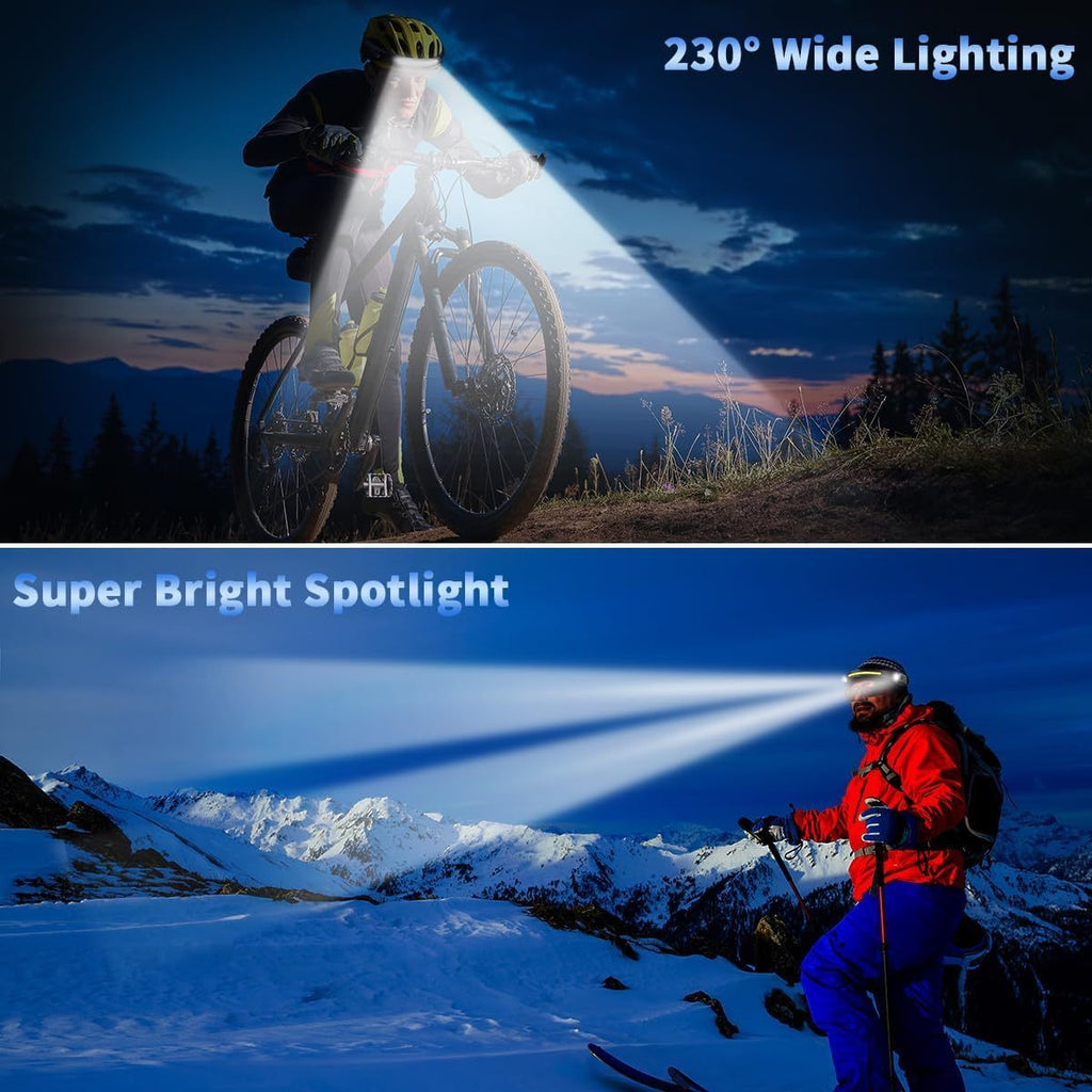 4-Pack USB Rechargeable LED Headlamp, Ultra-Bright Hands-Free with Adjustable Headband, Built-in 1200mAh Lithium Battery, Multi-Mode Emergency Work Light for Camping, Hiking, Running, Fishing, and Repairing