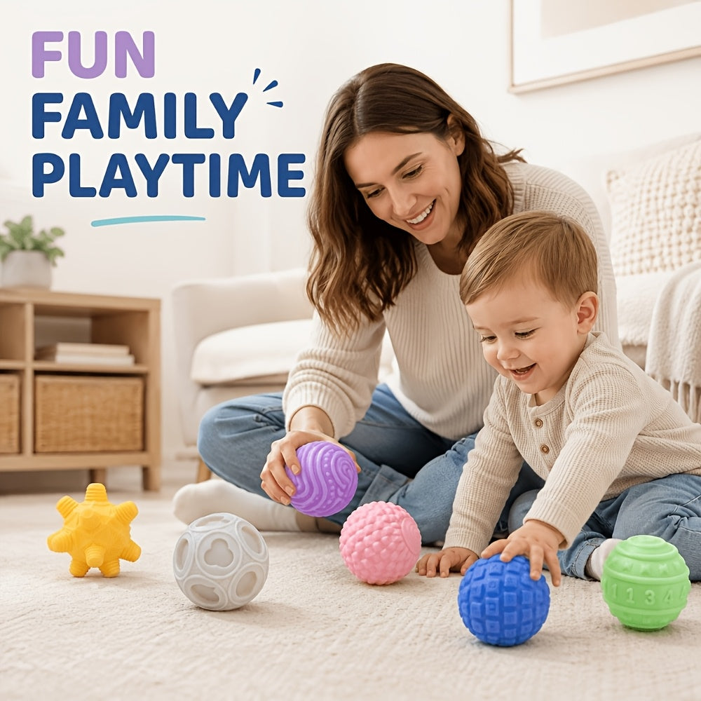6-Piece Baby Sensory Touch Ball Toy Set, Colorful Textured Hand-Grip Balls for Infant Sensory Development & Motor Skills, Stimulate Intelligence, Random Colors