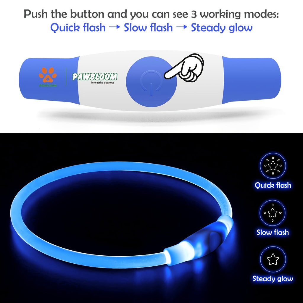 LED Light Up Dog Collar, USB Type-C Rechargeable Flashing Glow Dog Safety Collar for Night Walking, Waterproof Neon Pet Collar for Small, Medium, and Large Dogs, 5 Colors