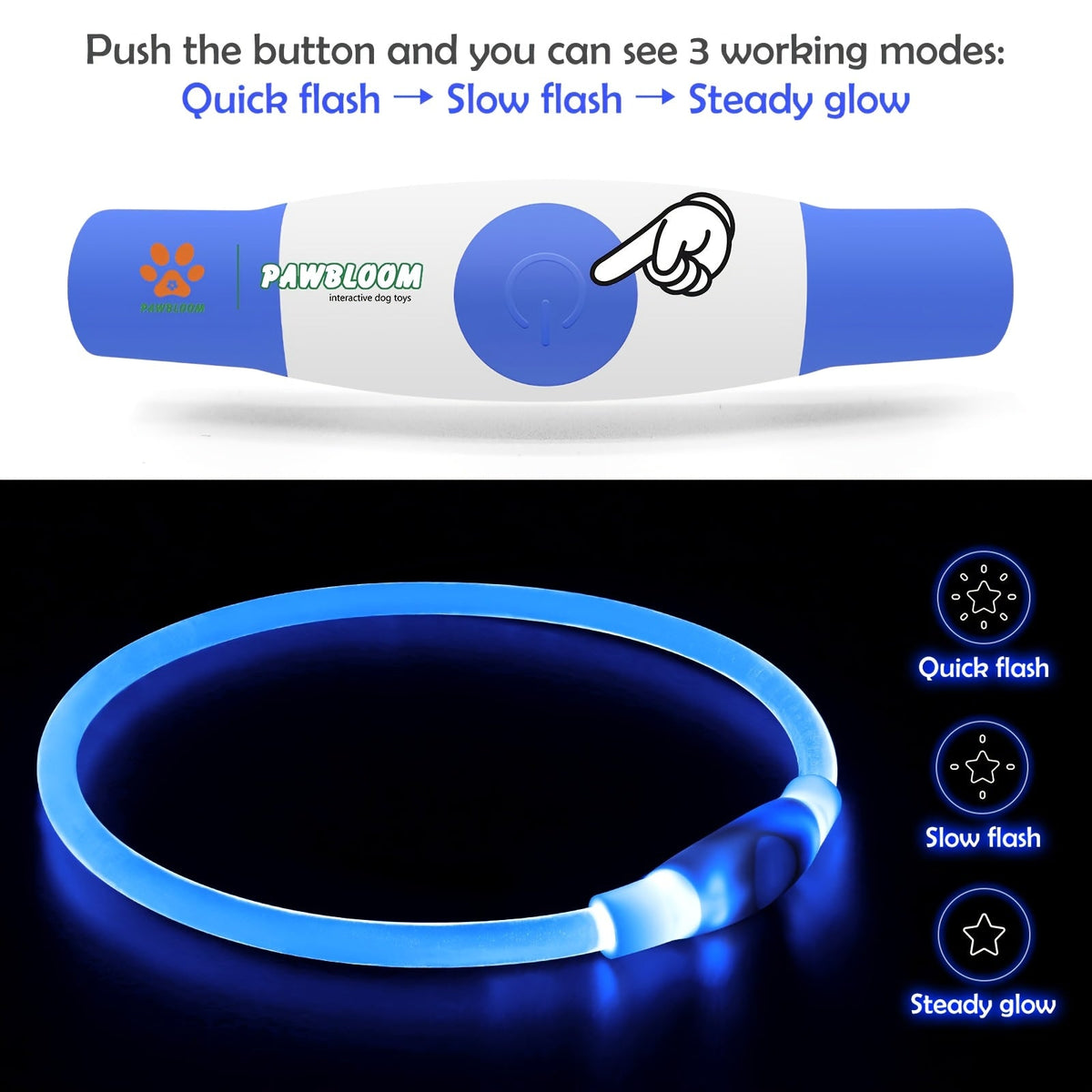 LED Light Up Dog Collar, USB Type-C Rechargeable Flashing Glow Dog Safety Collar for Night Walking, Waterproof Neon Pet Collar for Small, Medium, and Large Dogs, 5 Colors