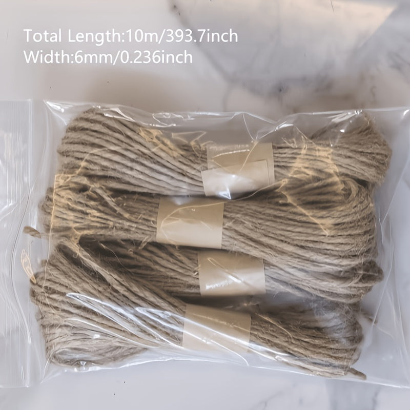 Natural Hemp Rope for Cat Scratching Posts 393.7 Inches - Durable Sisal Replacement Cord for DIY Cat Tree & Claw Care, Strong Unwound Hemp Cord for Scratching Post Repair & Crafts