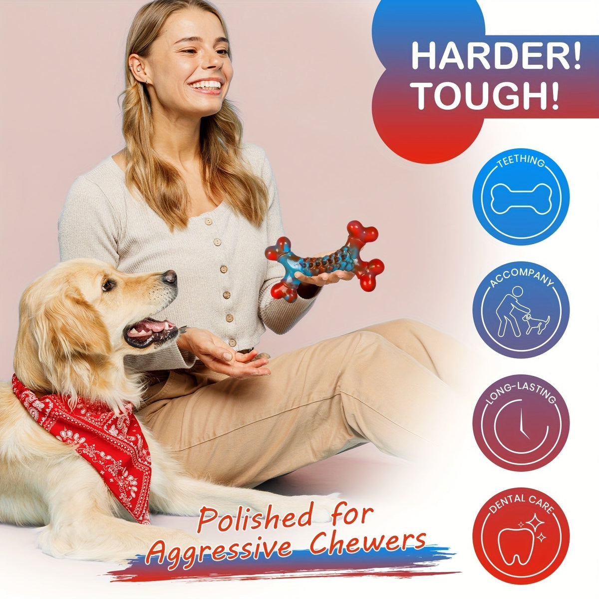 Indestructible Dog Chew Toys for Aggressive Chewers Large Breed - Tough Durable Dog Chew Toy Pack of 1, 2, 4, or 5, Striped Design Heavy Duty Chew Toy for Large Dogs, Teeth Cleaning and Boredom Relief