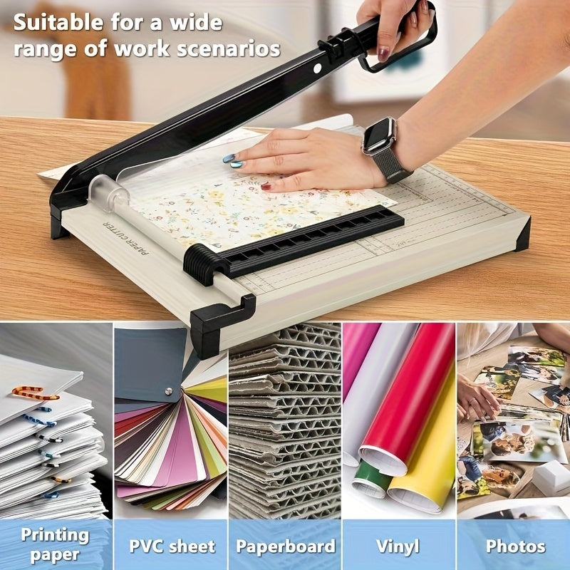 12-Inch Heavy-Duty Guillotine Paper Cutter Trimmer with Safety Guard, Corner Rounder, and Precise Grid for Photos, Cardstock, Scrapbooks, Office Documents, and Craft Cutting