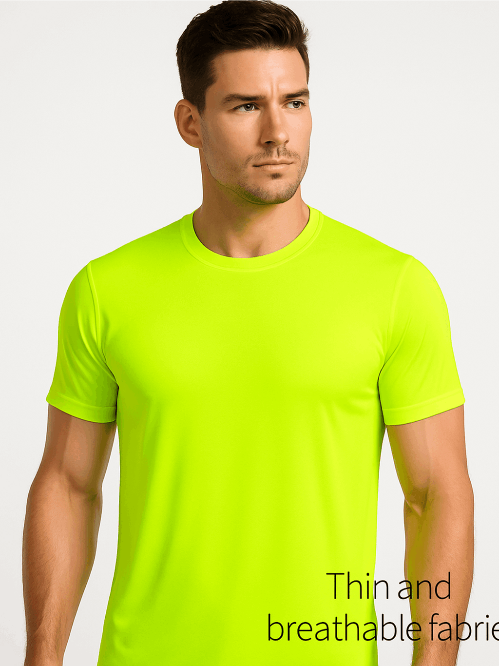 5-Pack Men's UPF 50+ Safety Work Shirts – Quick-Dry Breathable Performance Tees for Outdoor Jobs, Fluorescent Yellow High-Visibility, S-XXXL, Gift for Dad