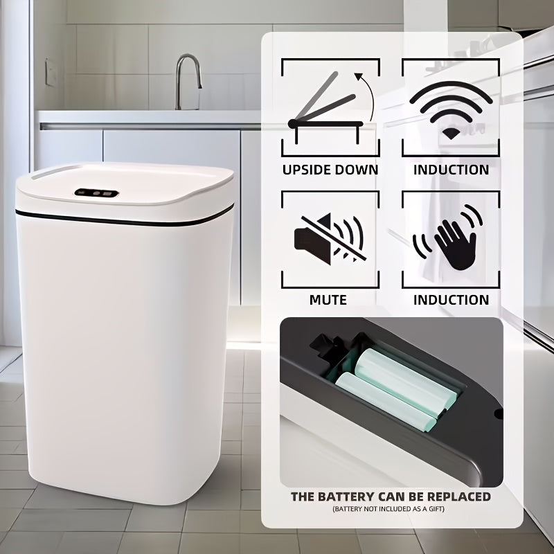 Inductive Smart Trash Can with Sealed Lid and Odor-Proof Technology, Touch Control Switch, Hands-Free Automatic Sensor Waste Bin, Easy-to-Clean for Office, Bathroom, Bedroom, and Kitchen
