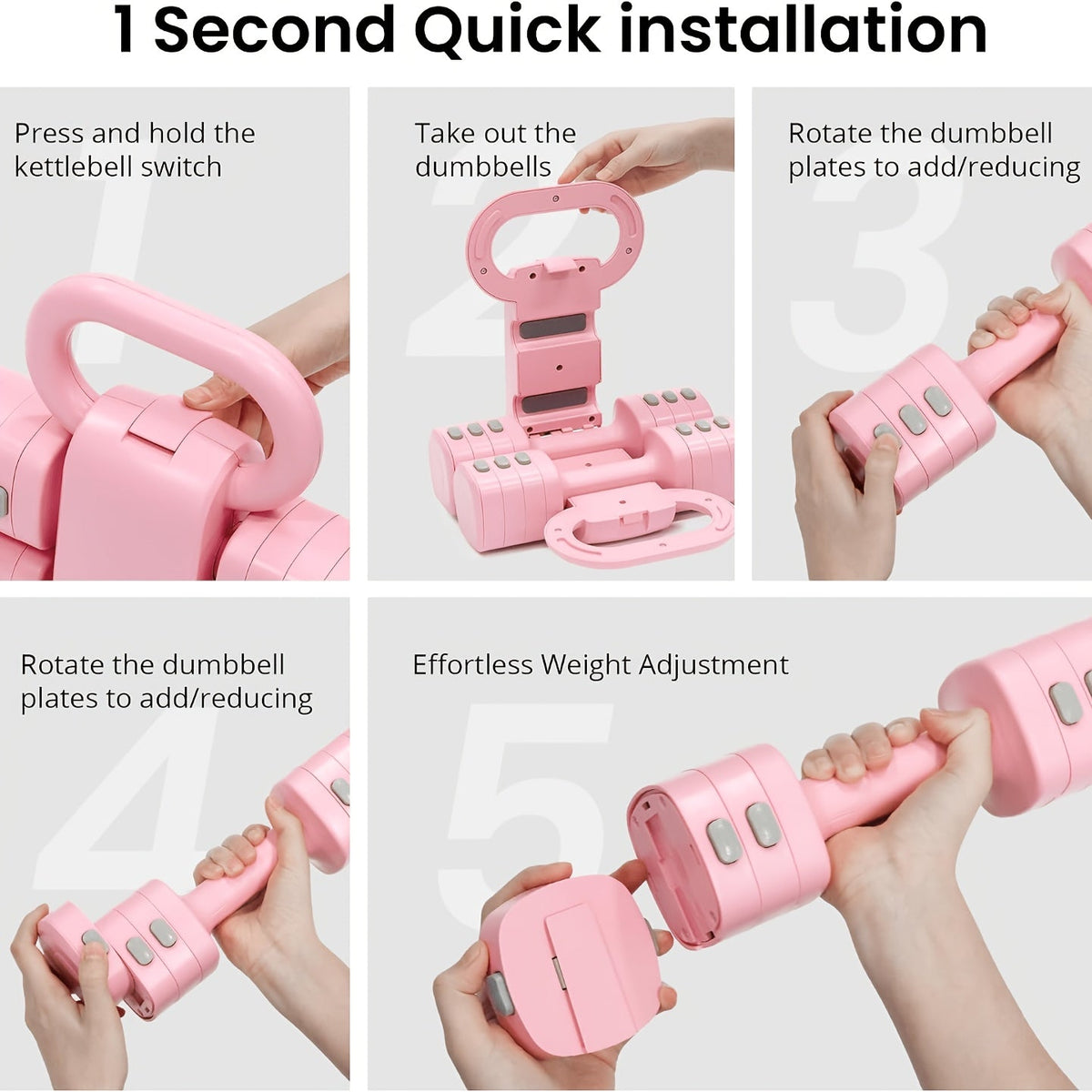 2-in-1 Adjustable Dumbbell & Kettlebell 0–11 Lb (0–5 kg) Twist-Lock 0.5 kg Steps No Battery Needed Compact Home Gym Office & Rehab – Light Green