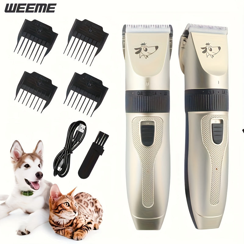 专业宠物美容工具套装，内含X7宠物剪刀 - 适用于浓密毛发的低噪音电推剪，猫狗及各类宠物均可安全使用，全套猫狗毛发美容工具。