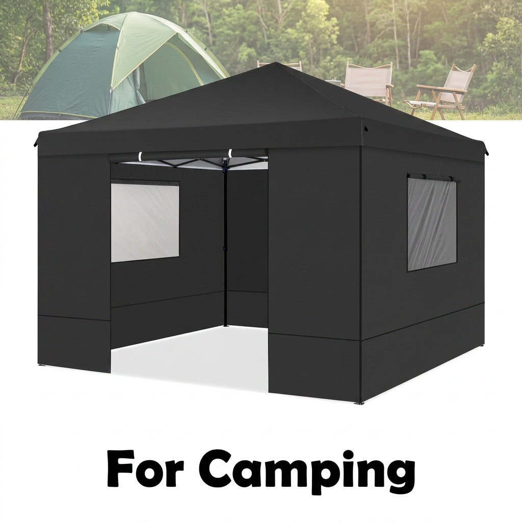 10x10 ft Pop-Up Canopy Tent with Mesh Window Sidewalls Portable Instant Gazebo with Carrying Bag for Parties Outdoor Events & Market Stalls – White, Black or Grey