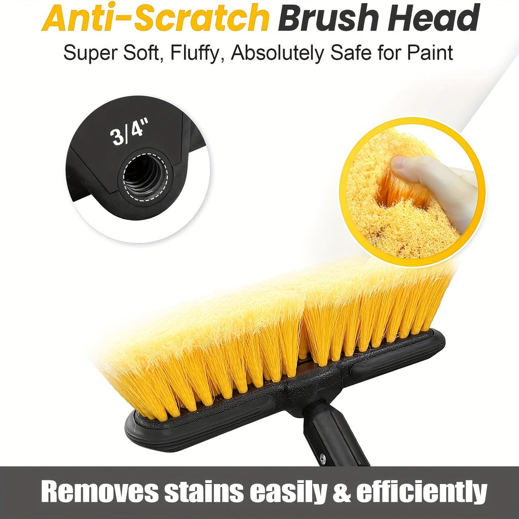 69-Inch Car Wash Brush with Long Handle, 8-Piece Car Wash Kit – Tire Brush, Window Squeegee, Chenille Microfiber Mitt, Detailing Brushes for Car, Truck, SUV, RV – Extendable Car Cleaning Supplies