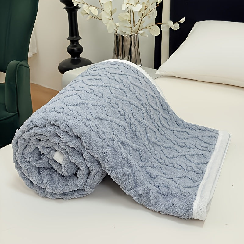 All-Season Thickened Lamb Coral Fleece Blanket - Office Nap, Sofa Cover & Dorm Use - 4 Sizes - Light Blue, Deep Gray & Beige