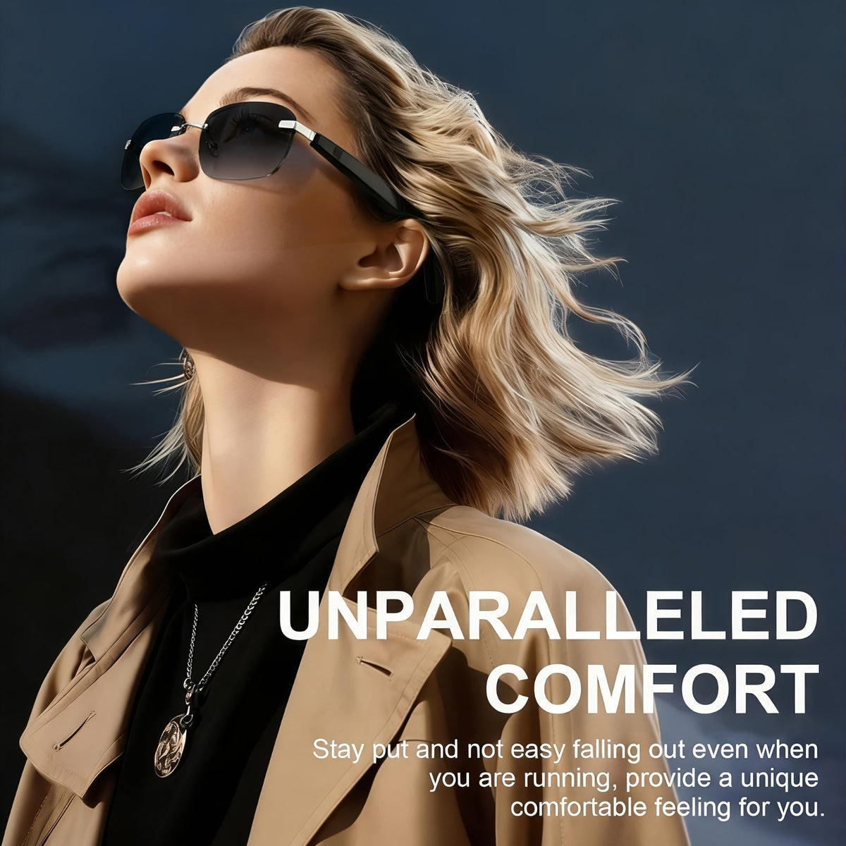 Bluetooth Smart Glasses with Touch Controls & Open Ear Audio – Integrated Microphone, Hands-Free Calls & Music, Polarized Lenses, Ideal for Outdoor Sports, Driving & Everyday Wear
