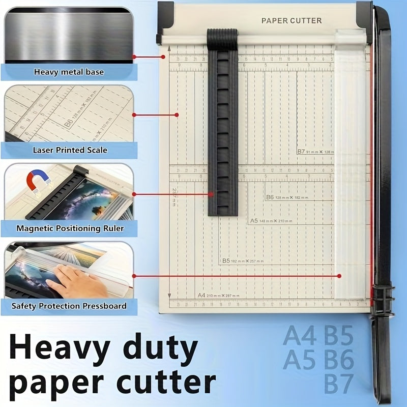 12-Inch Heavy-Duty Guillotine Paper Cutter Trimmer with Safety Guard, Corner Rounder, and Precise Grid for Photos, Cardstock, Scrapbooks, Office Documents, and Craft Cutting