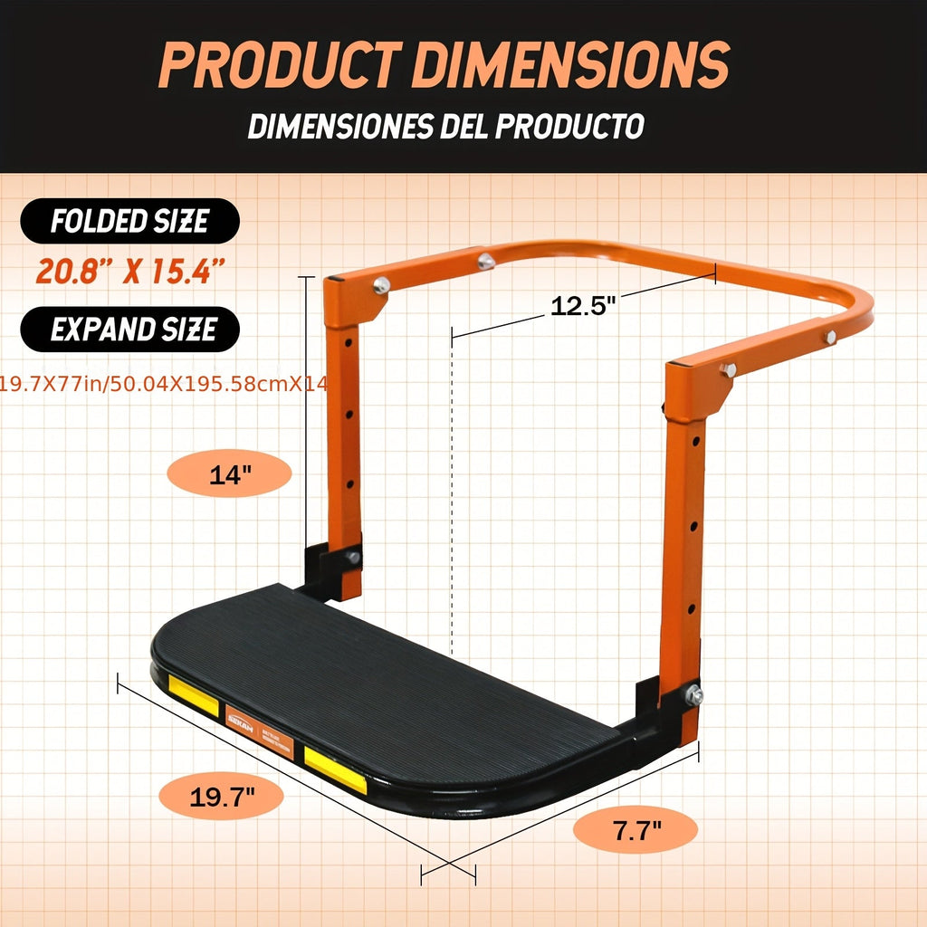 Foldable Anti-Slip Tire Step for Truck, SUV, and Trailer – Adjustable Height, 300/500/650 LB Load Capacity, Fits Tires Up to 13.5" Wide, Portable Tire Step Stool