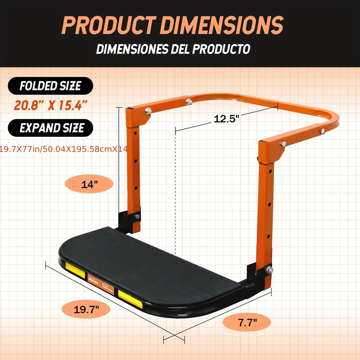 Foldable Anti-Slip Tire Step for Truck, SUV, and Trailer – Adjustable Height, 300/500/650 LB Load Capacity, Fits Tires Up to 13.5" Wide, Portable Tire Step Stool