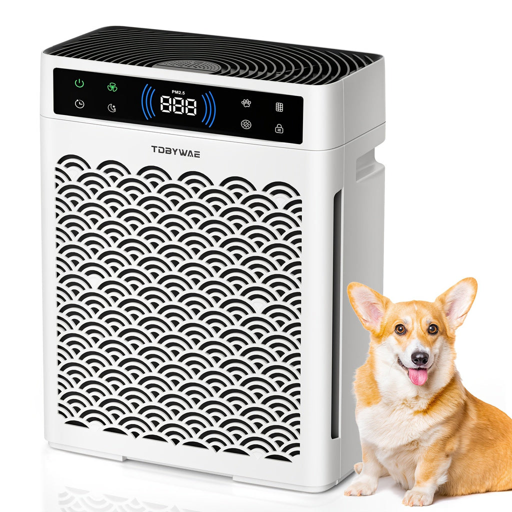 HEPA Air Purifier for Home & Large Rooms – 312 Sq Ft Coverage Double-Sided Intake Washable Pre-Filter Aromatherapy Sleep Mode & 19-Hour Timer for Bedroom Office & Pet Homes in White & Grey