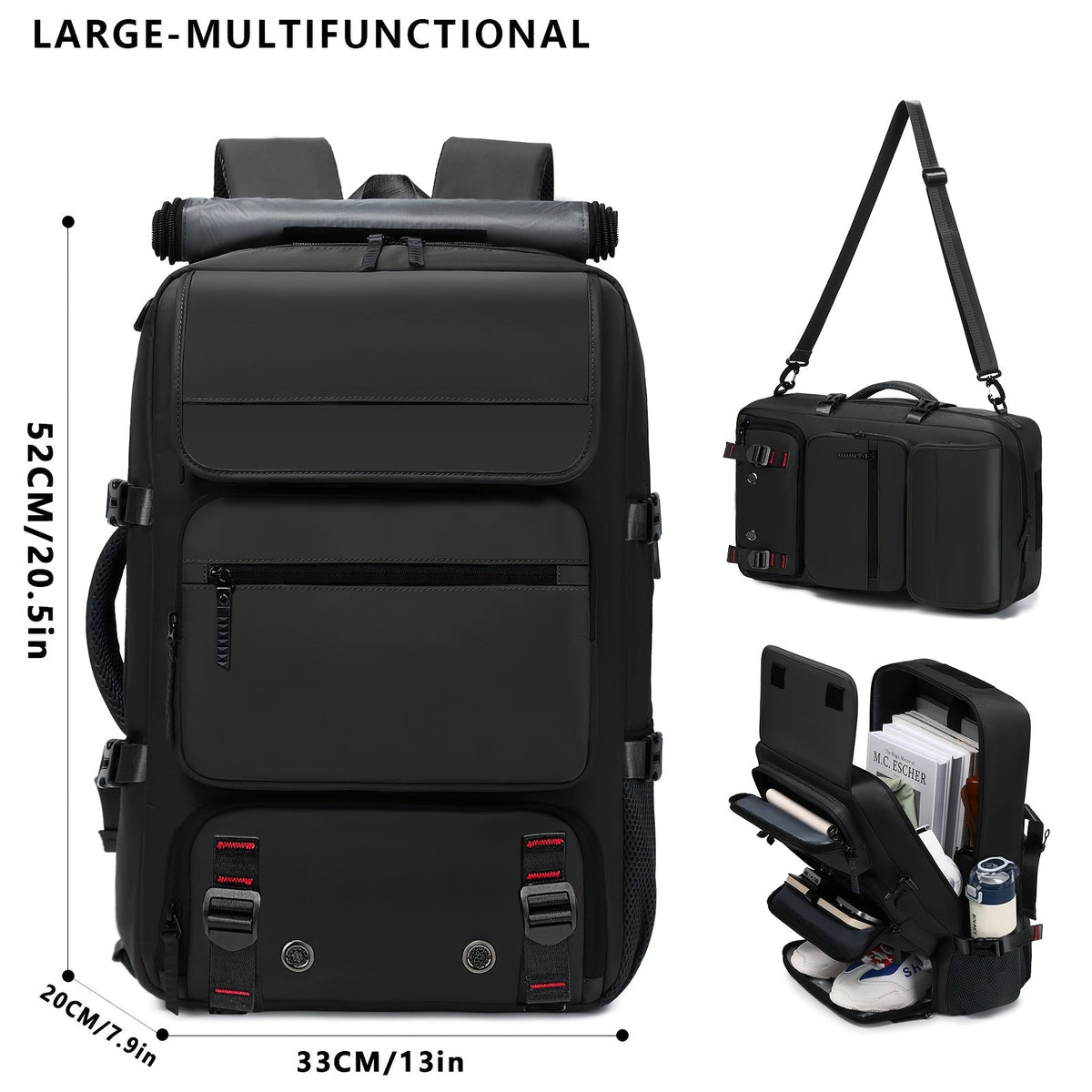 17-Inch Laptop Backpack Large Capacity – Airline Approved Travel Bag with Shoe Compartment, Multi-Pocket Business Work Backpack for Men, Durable Nylon, Hiking & Camping, Small & Large Sizes