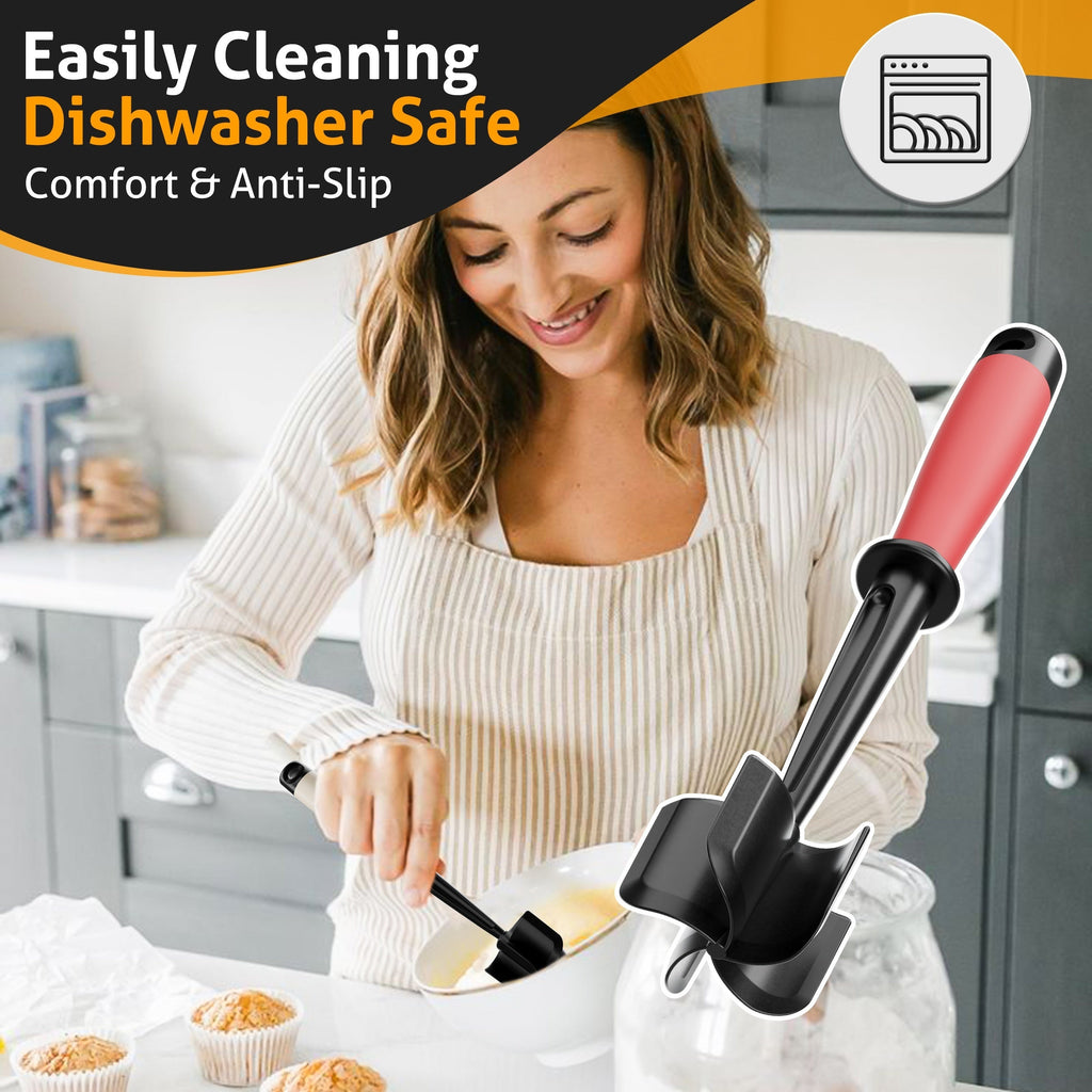 Meat Chopper with 5 Curved Blades - Heat Resistant Non-Stick Ground Beef Masher & Hamburger Smasher - Mix & Chop Kitchen Tool - Blue Black, Reddish Black & Black