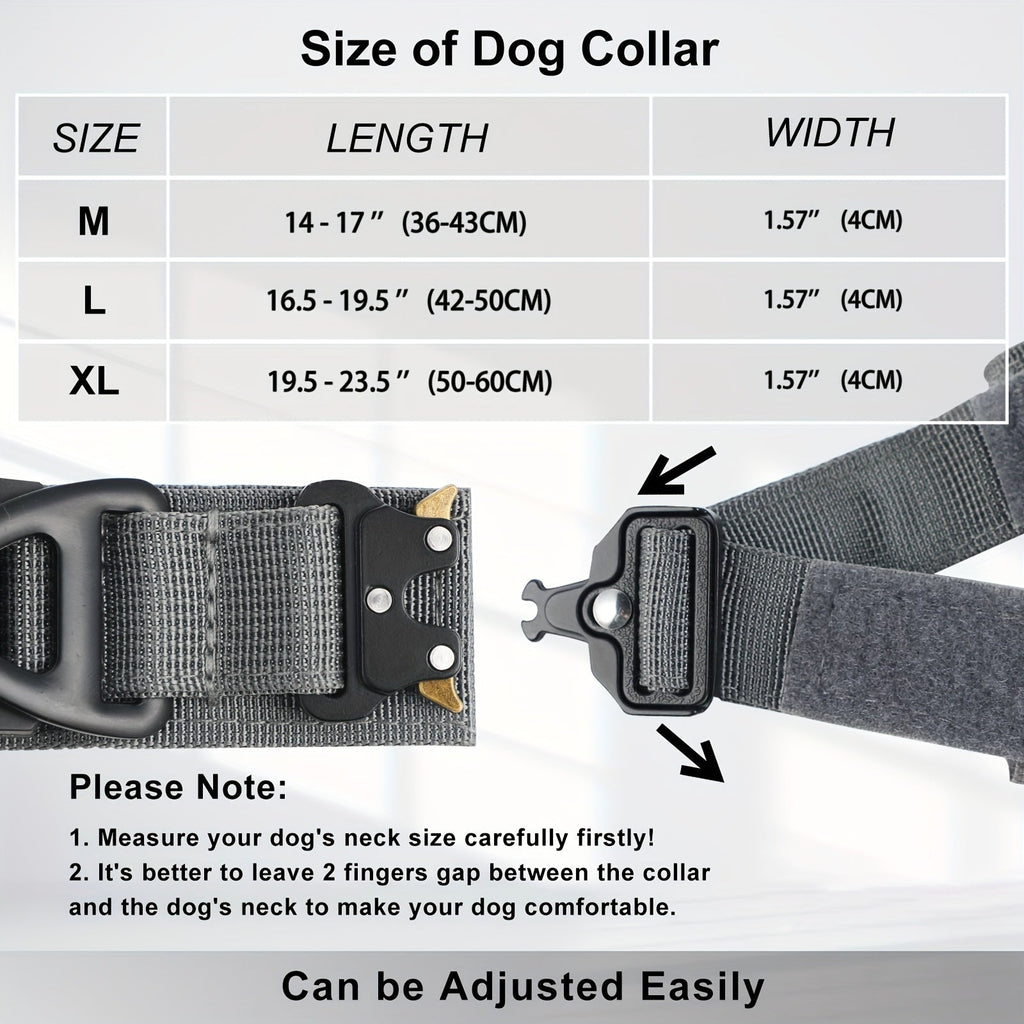 Tactical Dog Collar with GPS Holder - Military Style Heavy Duty Nylon Collar for All Breeds, Adjustable Secure Fit Training Collar, 5 Colors 4 Sizes (S/M/L/XL) for Large & Medium Dogs