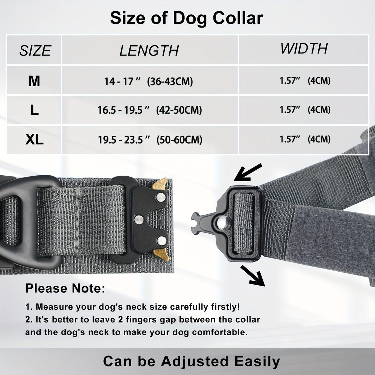Tactical Dog Collar with GPS Holder - Military Style Heavy Duty Nylon Collar for All Breeds, Adjustable Secure Fit Training Collar, 5 Colors 4 Sizes (S/M/L/XL) for Large & Medium Dogs