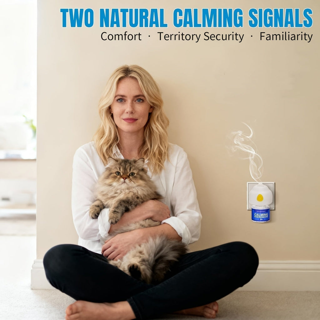 Pheromone Calming Diffuser for Cats & Dogs 3-in-1 – Reduces Anxiety, Spraying, Urination, Fighting & Territory Marking, Includes 1 Diffuser + 2 Refills