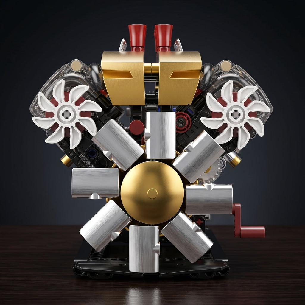 Transparent Mechanical Engine Model Building Kit with Automated Gear Transmission and Piston Simulation - STEM Science Project for Teens, Adults, Hobbyists, Mechanics - Birthday and Christmas Gift