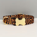 Adjustable Polyester Dog Collar with Metal Bone Charm – Stylish Colorful Pet Collar for Small to Large Dogs, Sizes XS S M L XL, 6 Colors