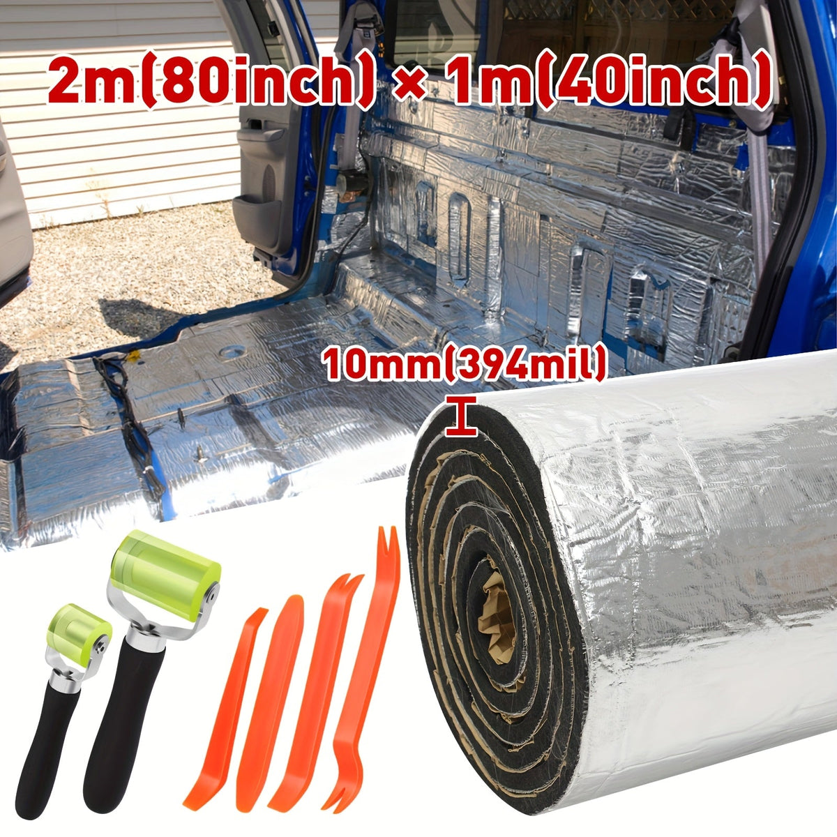 Car Sound Deadener & Heat Shield Mat 22/26 Sqft – Self-Adhesive Aluminum Foil Noise Reduction Insulation, Easy to Cut & Install for Floor, Door, and Trunk, Free Installation Tools Included