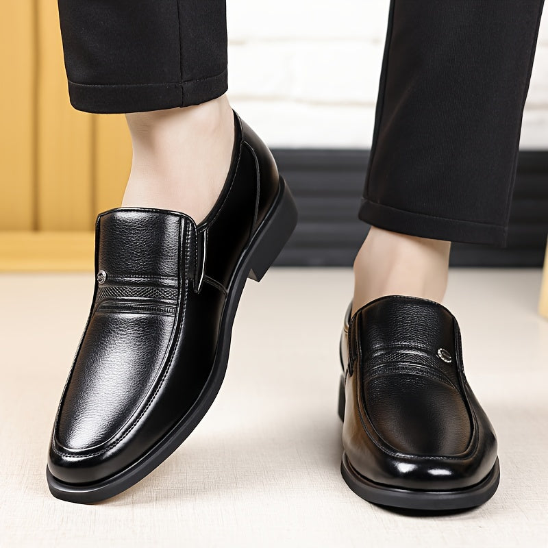 Men's Oxford Dress Shoes Formal Slip-On Business Loafers High-Quality Fashion Leather-Look Footwear for Men Extra Large Sizes US 7-13 Black