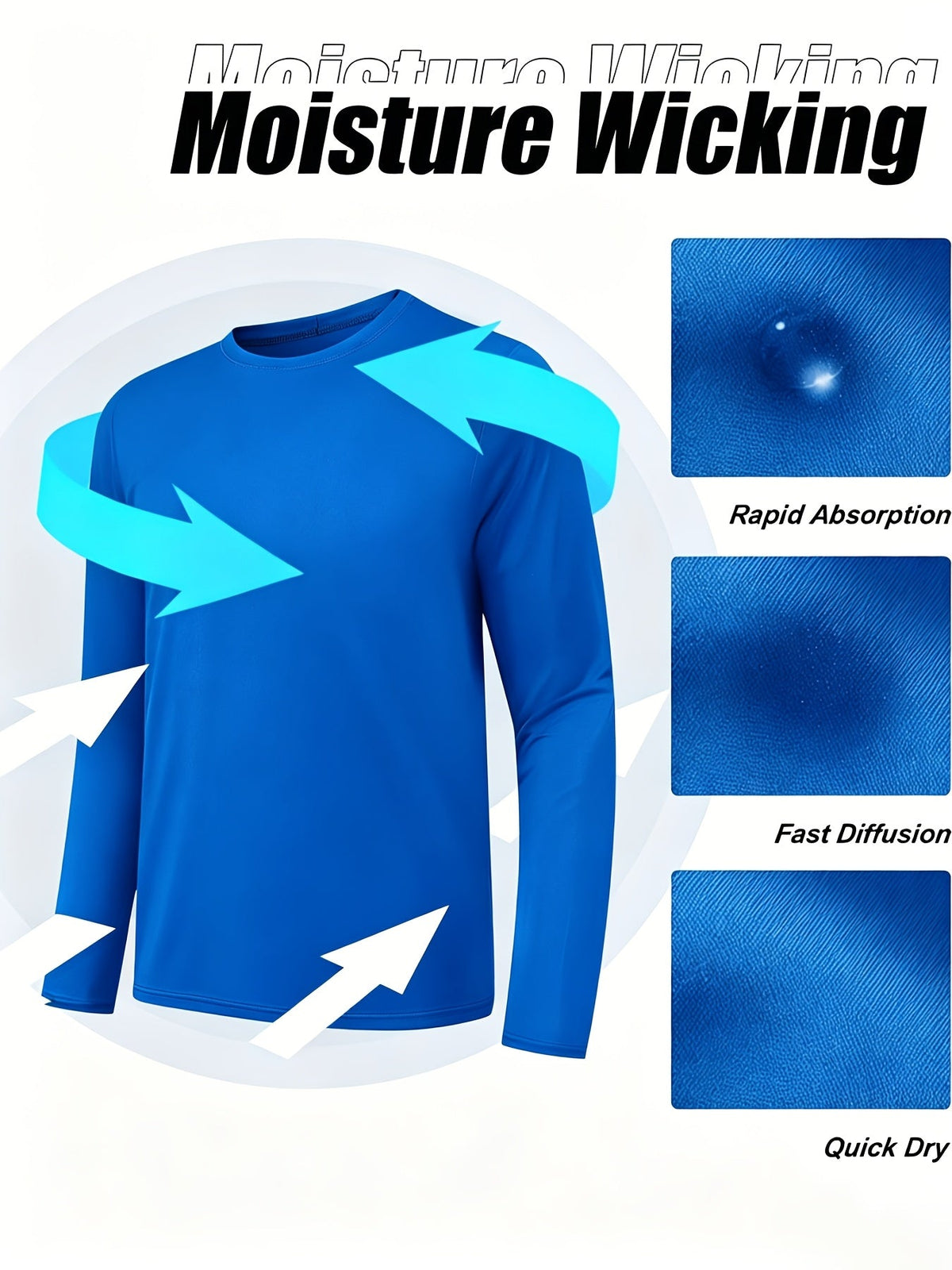 Men's Quick-Dry Long Sleeve Shirts 5-Pack, Moisture-Wicking Breathable Athletic Workout Tops - Anti-Odor Stretchy Running Gym Training Shirts, S-XXL