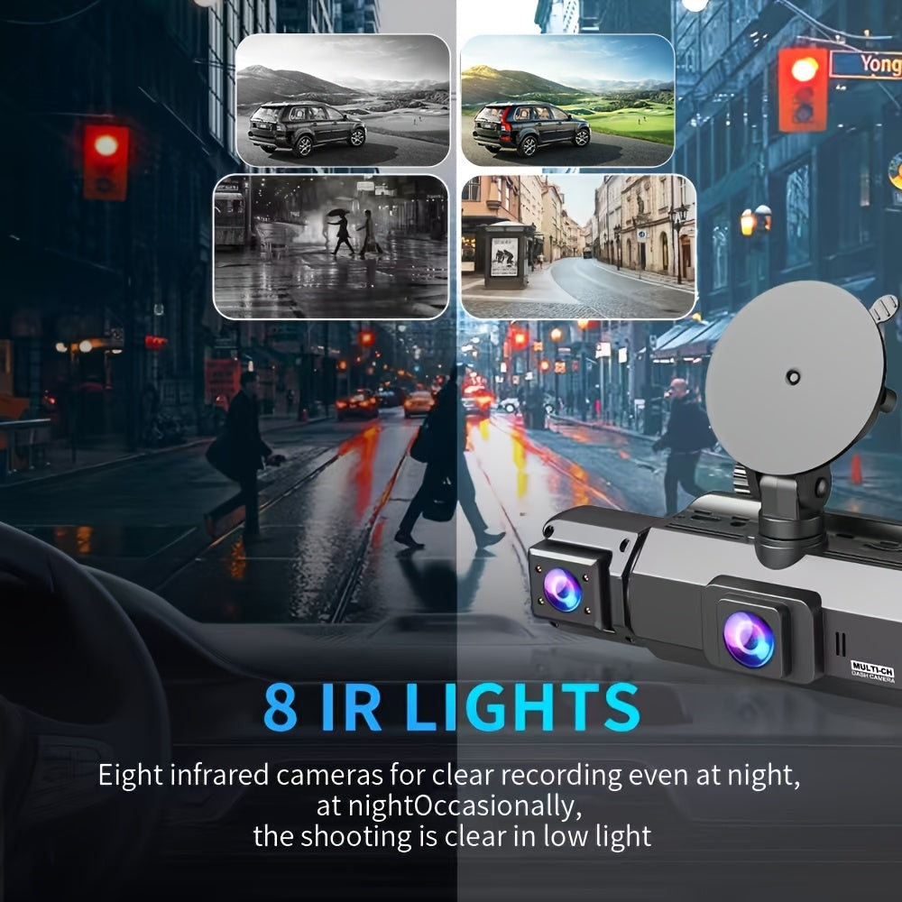 360° Dash Cam 3/4 Channel 1080P HD with Night Vision, WDR, G-Sensor, Loop Recording, 24/7 Parking Monitor, and WiFi; Multi-Lens Car Camera System for Full Coverage and Zero Blind Spots