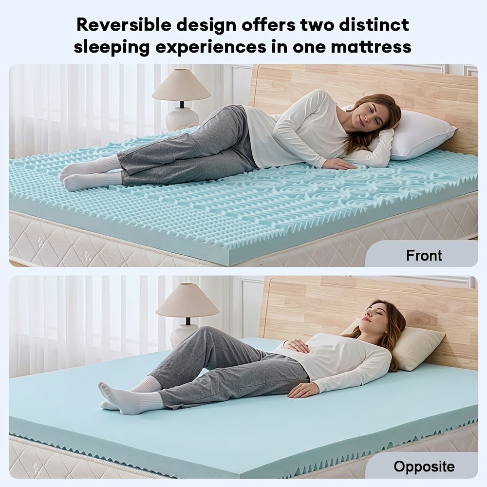 Memory Foam Mattress Topper 5-Zone Gel, Breathable Ventilated Stain Resistant, 1.5"/2"/3"/3.8" Thickness, Fits All Mattress Sizes, Pressure Relief Cooling Bed Topper for Better Sleep, Blue