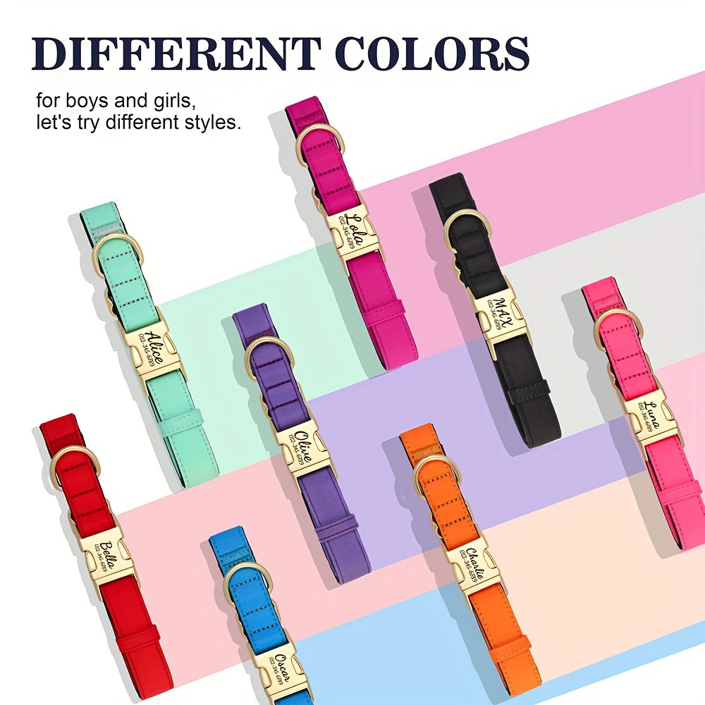 Customizable Nylon Dog Collar with Quick-Dry Diving Cloth Lining – Soft, Comfortable, and Durable Collar for Small, Medium, and Large Dogs – Personalized ID Dog Collar for Daily Walking & Outdoor Activities