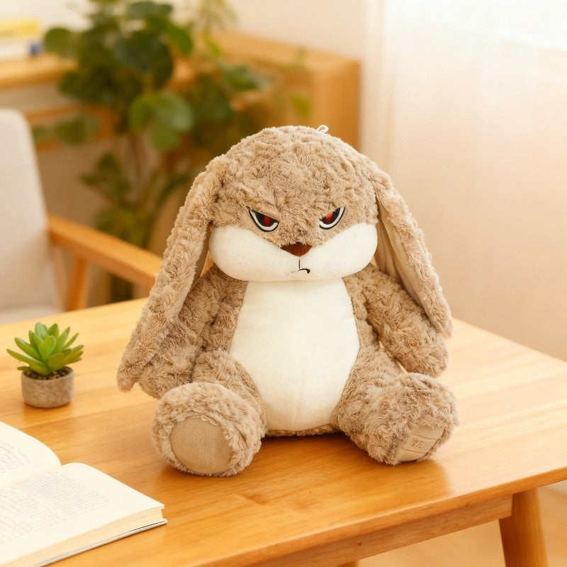 Bunny Rabbit Plush Stuffed Animal Pet Toy with Vivid Eyes, Fluffy Ears, Soft Huggable Interactive Cuddle Toy for Cats, Kittens, Dogs, and Puppies - Devil Long-Eared Rabbit Design
