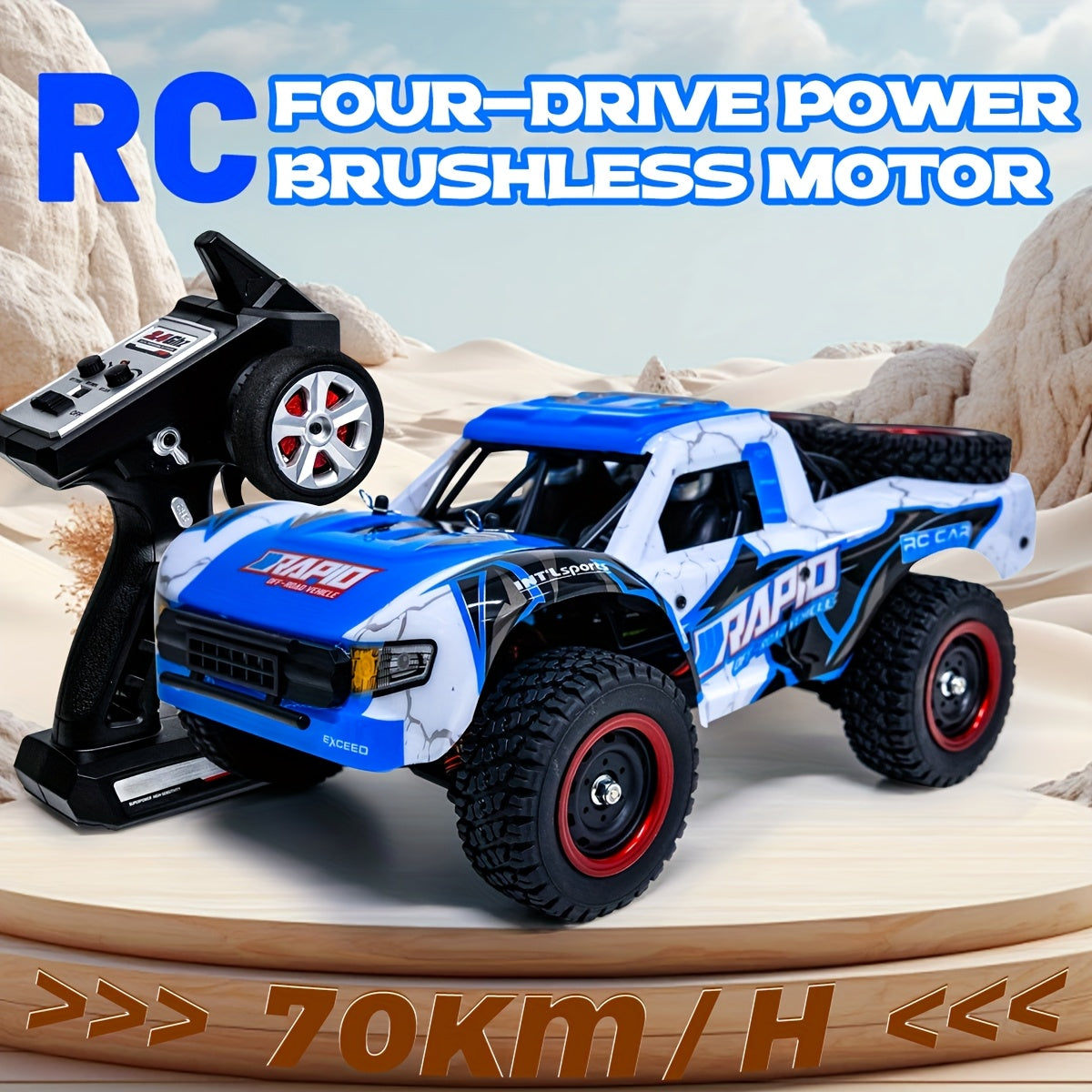 1:14 Scale High-Speed RC Car, 4WD Off-Road Vehicle – Brushless Motor PRO (50-70 km/h) or Carbon Brush (38 km/h) – Four-Wheel Drive Remote Control Truck for Adults & Kids
