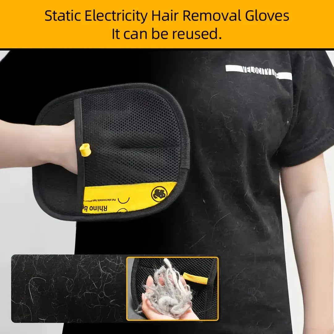 Pet Hair Removal Grooming Glove - Upgraded Large Static Cat & Dog Deshedding Glove 9.84x7.08 Inch, Efficient Pet Hair & Dander Remover for Furniture, Clothes & Couch, Reusable Pet Grooming Tool