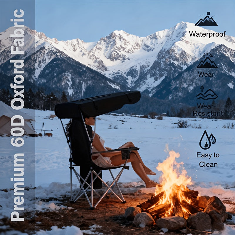 Portable Camping Chair with Canopy – Folding Chair with UV Sun Shade, 600D Oxford Fabric, Lightweight & Durable for Camping, Beach, Picnics, Fishing & Sports, 4 Colors