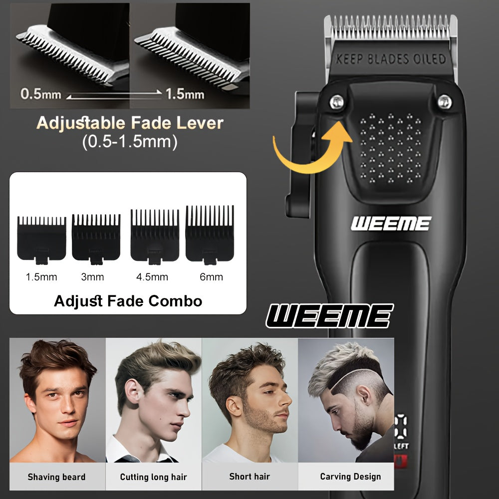 Men's Grooming Set - Professional Hair Clipper, Cordless Shaver & Beard Trimmer - LCD Display & USB Fast Charge - 2-Piece & 3-Piece - Black - Gift for Dad, Husband & Groom