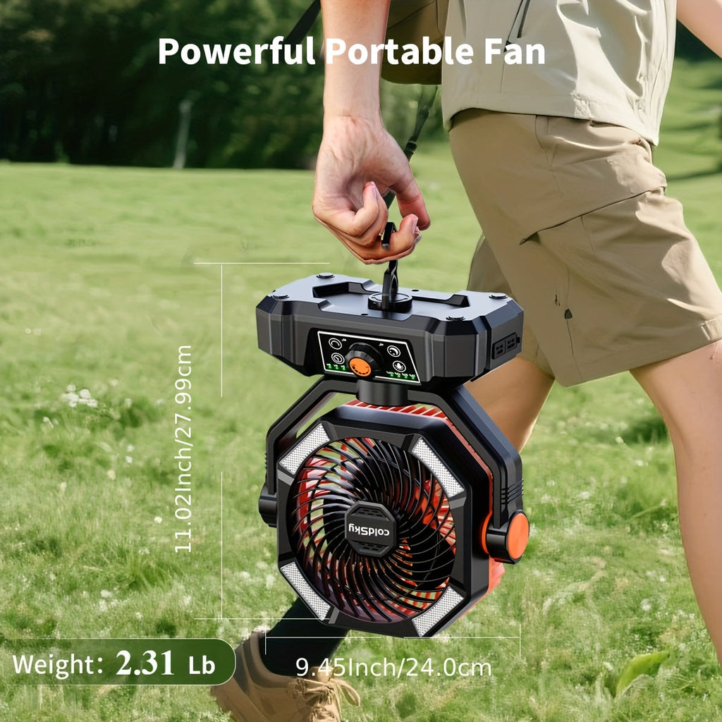 Camping Fan with 20000mAh Battery, 8-Speed Settings, Enhanced Motor, and USB Rechargeability - Portable Tent Fan for Camping, Hiking, Outdoor Adventures, and Emergency Use