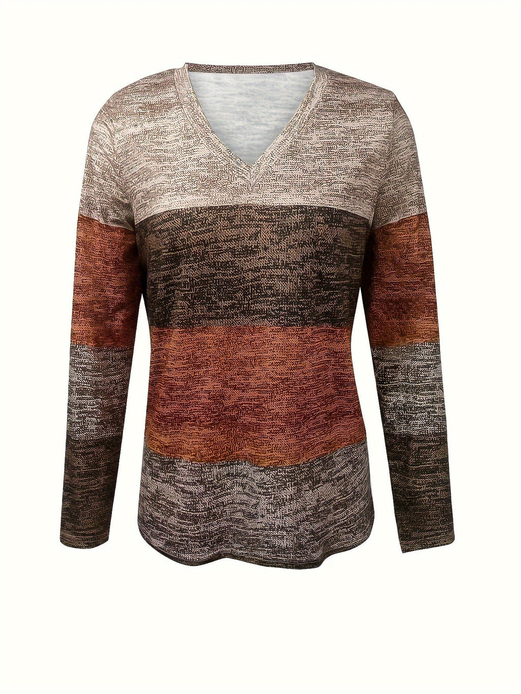 V-Neck Long Sleeve Top Women's Geometric Print Casual Shirt Spring Summer Fall Stretchy Polyester Elastane Coffee Peacock Blue S M L XL XXL