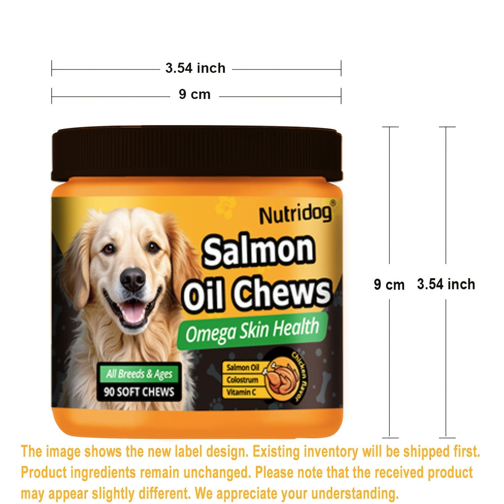 Dog Nutritional Supplement Soft Chews 90 Count with Probiotics Salmon Oil Chicken Flavor - Supports Coat, Gut Health, and Immunity for Dogs of All Ages 225g
