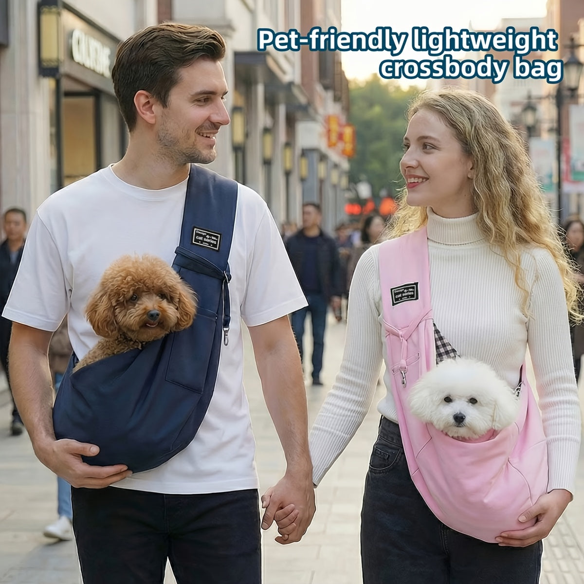 Lightweight Foldable Pet Carrier Crossbody Bag – Breathable Shoulder Strap Travel Bag for Small Dogs & Cats, Portable Outdoor Pet Tote for Hiking, Shopping, Vet Trips & Everyday Adventures