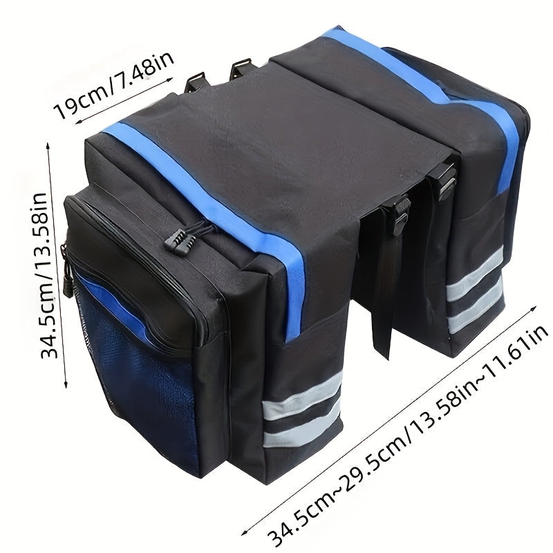 13.21-Gallon Bike Bag Set – 3-in-1 Professional Cycling Accessory (Cargo Rack Bag, Saddle Bag & Shoulder Bag) for Commuting, Touring & Outdoor Riding, Red/Black/Blue