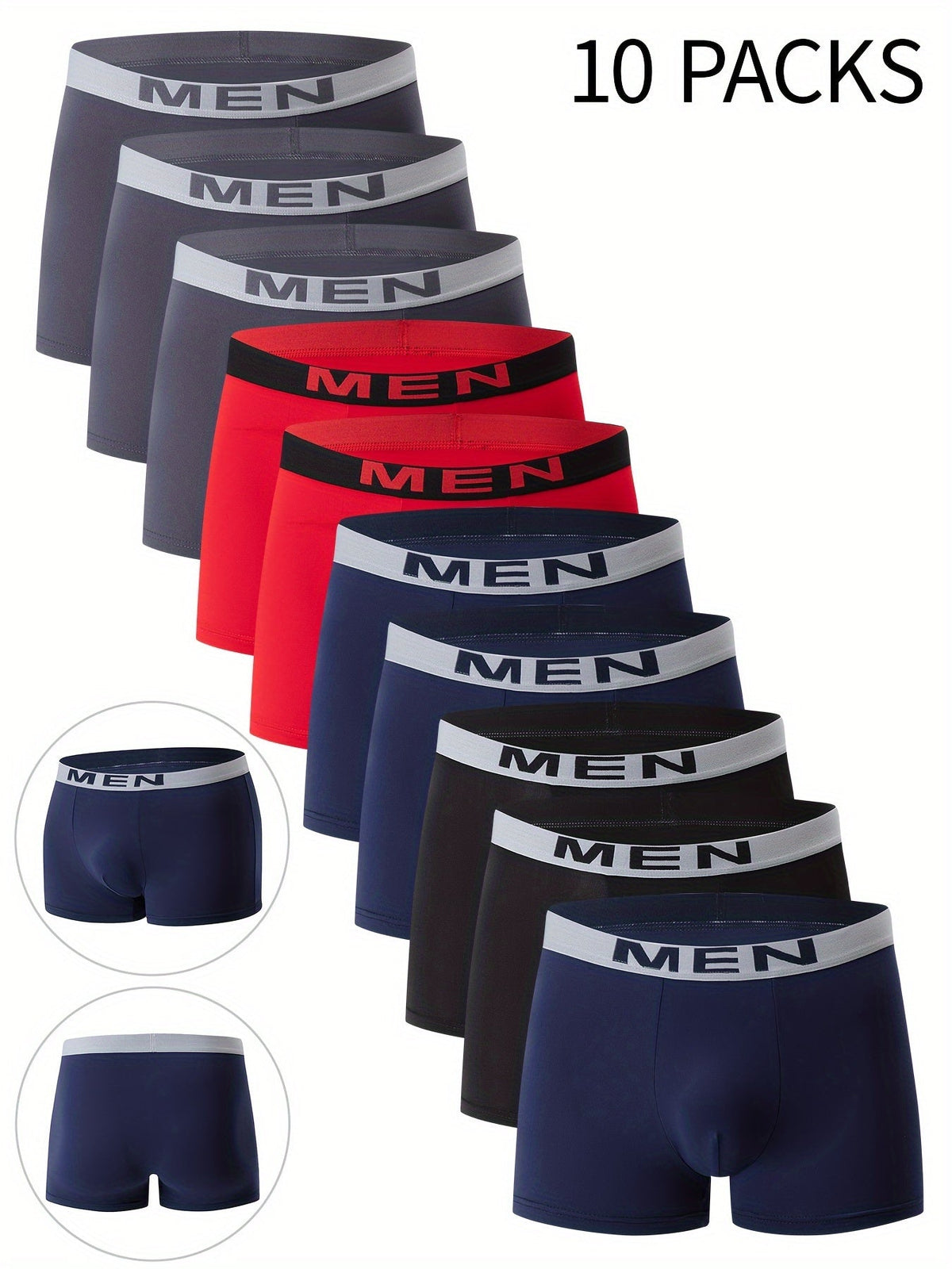 10-Pack Men's Boxer Briefs - Breathable, Comfortable & Stretchy Underwear for Casual & Sport Wear - XS–XXXL - Multiple Style Packs