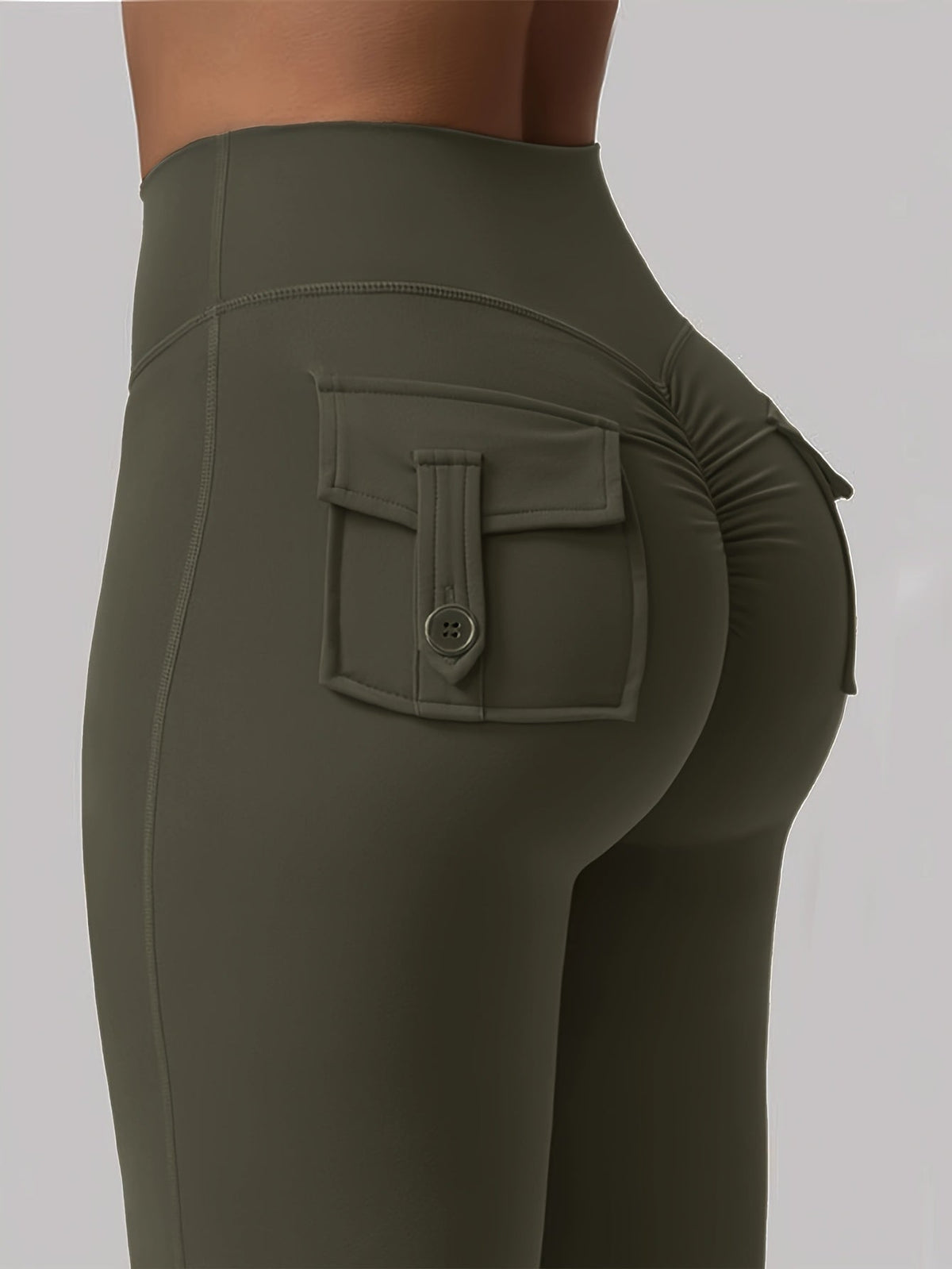 Women's High-Waisted Flare Pants 3-Pack – Butt-Lifting Tummy-Control Quick-Dry Cargo-Style Leggings, Tracksuit Casual Sports Full-Length Trousers (Black, Gray, Green)