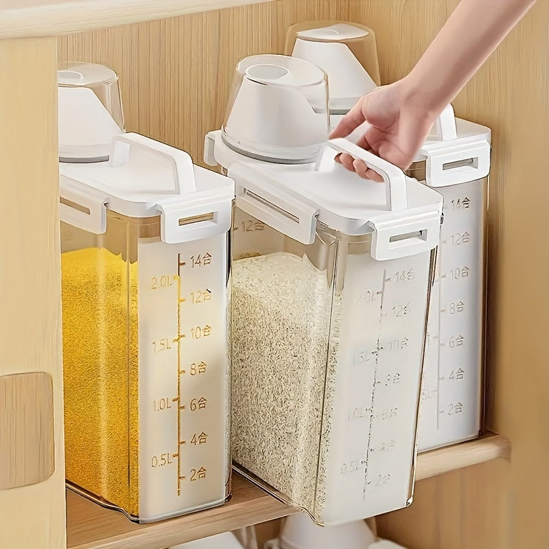 Airtight Food Storage Container with Lid - Portable Leak-Proof Kitchen & Pantry Organizer for Grains, Nuts, Flour & Rice - White