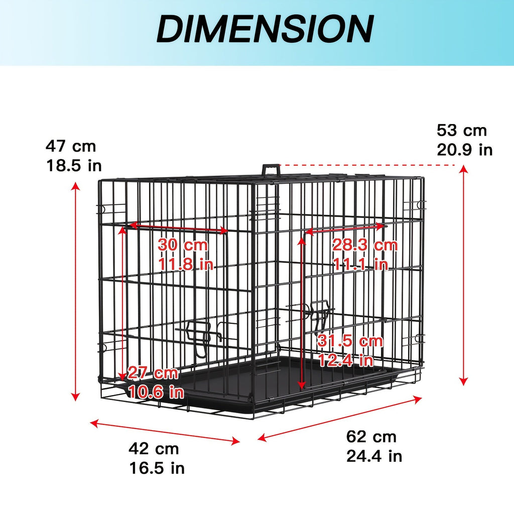 Foldable Metal Wire Dog Crate for Small Dogs & Rabbits – Adjustable Divider Panel, Leak-Proof Plastic Pan, Indoor Outdoor Pet Kennel for Chihuahuas, Toy Breeds, and Small Animals, Multiple Sizes