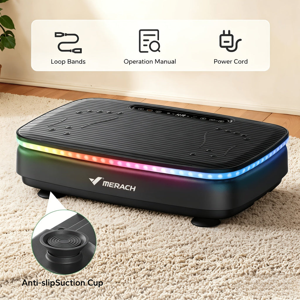 Vibration Plate Exercise Machine, 99 Speed Levels, LED Color Light, 330 lbs Capacity, Whole Body Workout Fitness Platform, for Home Gym, Weight Loss, Muscle Toning & Recovery