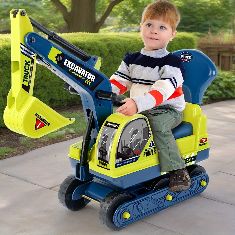 Kids Ride-On Construction Truck Toy, Manual Foot-to-Floor Powered, Safety Bumpers, Durable Build, for Beach & Indoor Play, Toddler & Kids Ages 3 4 5 6+, Holiday Birthday Gift