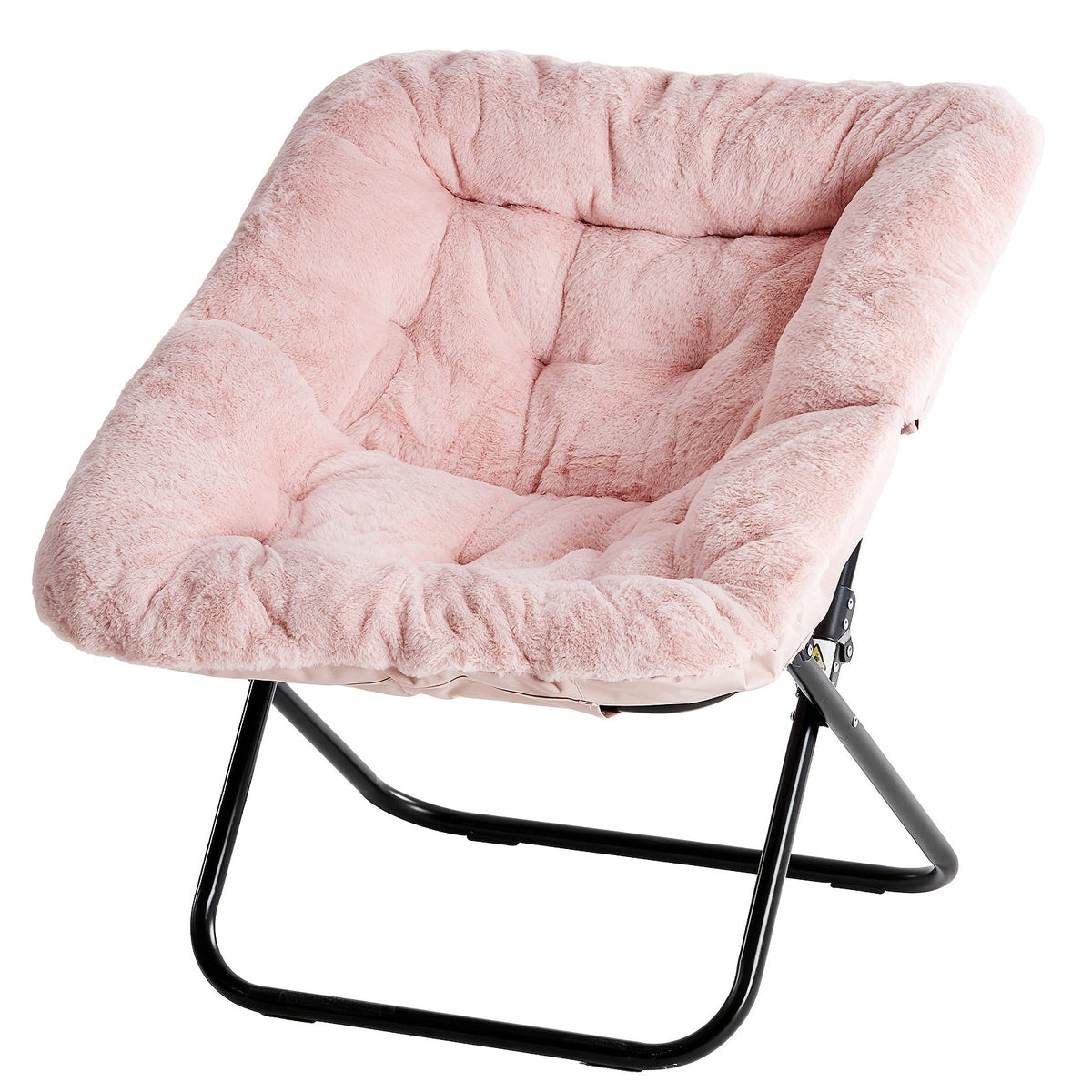 Square Moon Chair – Folding Portable 450 LB Capacity Accent Chair for Living Room Bedroom Reading & Relaxing in Pink White & Gray